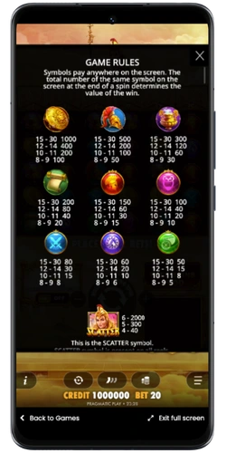 Wisdom of Athena game rules paytable with all symbols and scatter payouts
